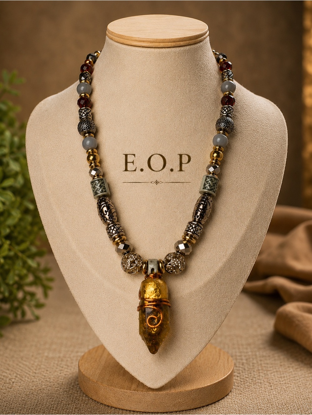 Quartz crystal emblem necklace